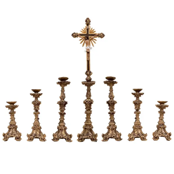Conjunto de Castiçais c/ Cruz de 120cm (7peças) RSCA1009